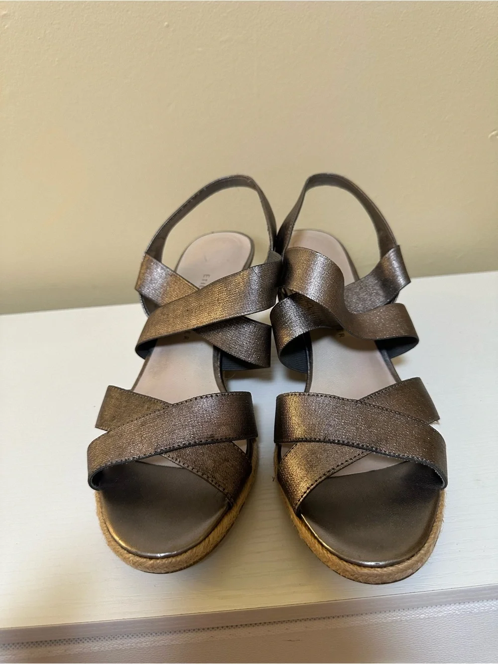 Metallic Etienne Aigner Wedge Sandals for Women